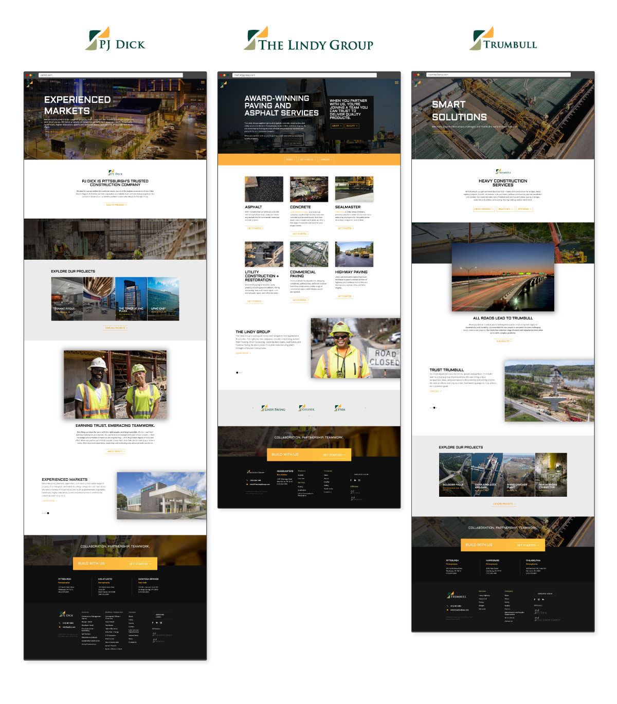3-websites-mocks pj dick, the lindy group, trumbull website mockups